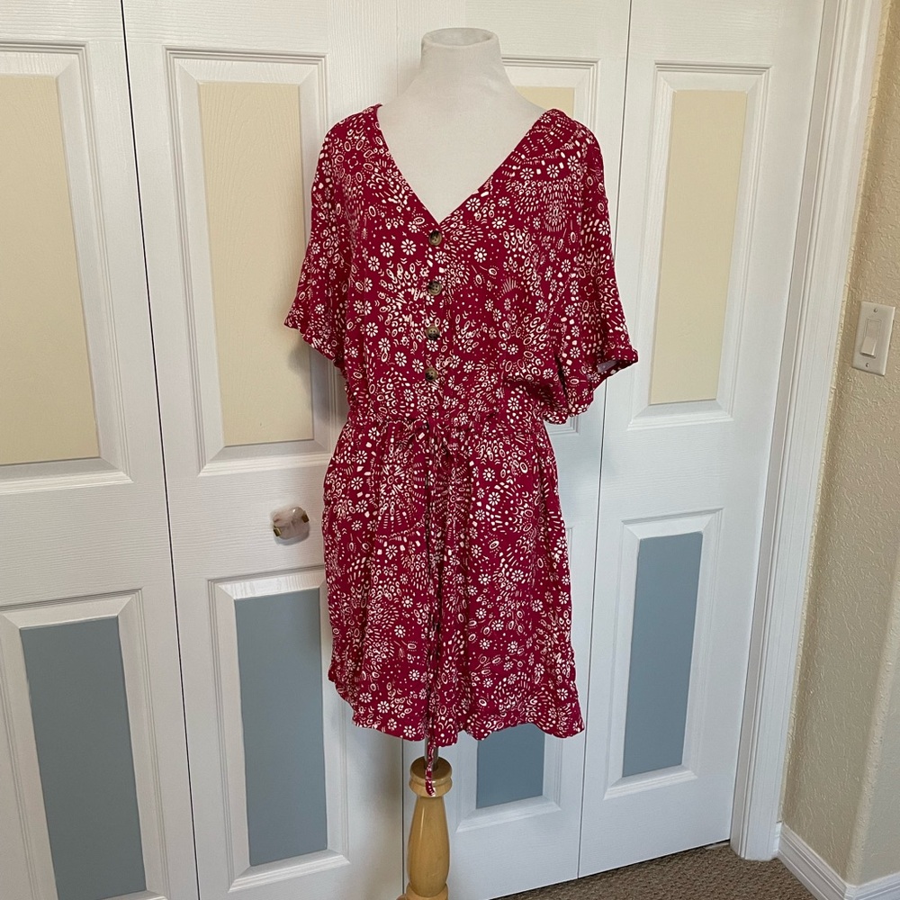 Torrid Red Floral Jumpsuit